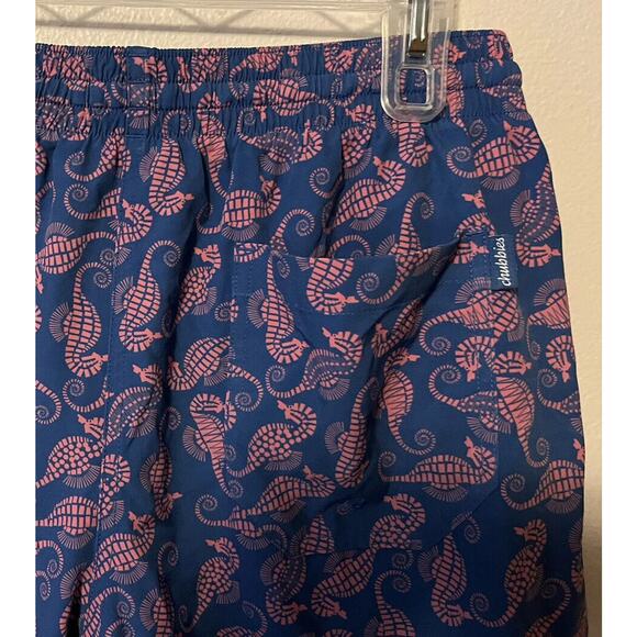 Chubbies Mens Board Shorts Large Swim Trunks Seahorse Blue Pink Drawstring EUC - Picture 8 of 12